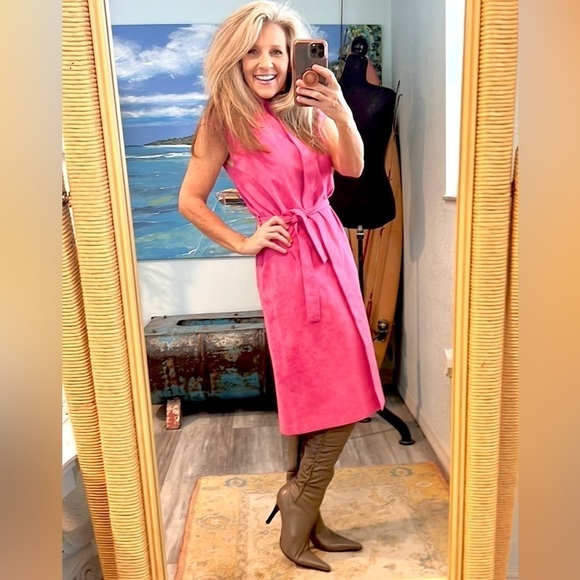 VTG Samuel Robert by Peter Hatsi Andrews, Vibrant Belted Pink Suede,POCKETS, 6 - Picture 2 of 15